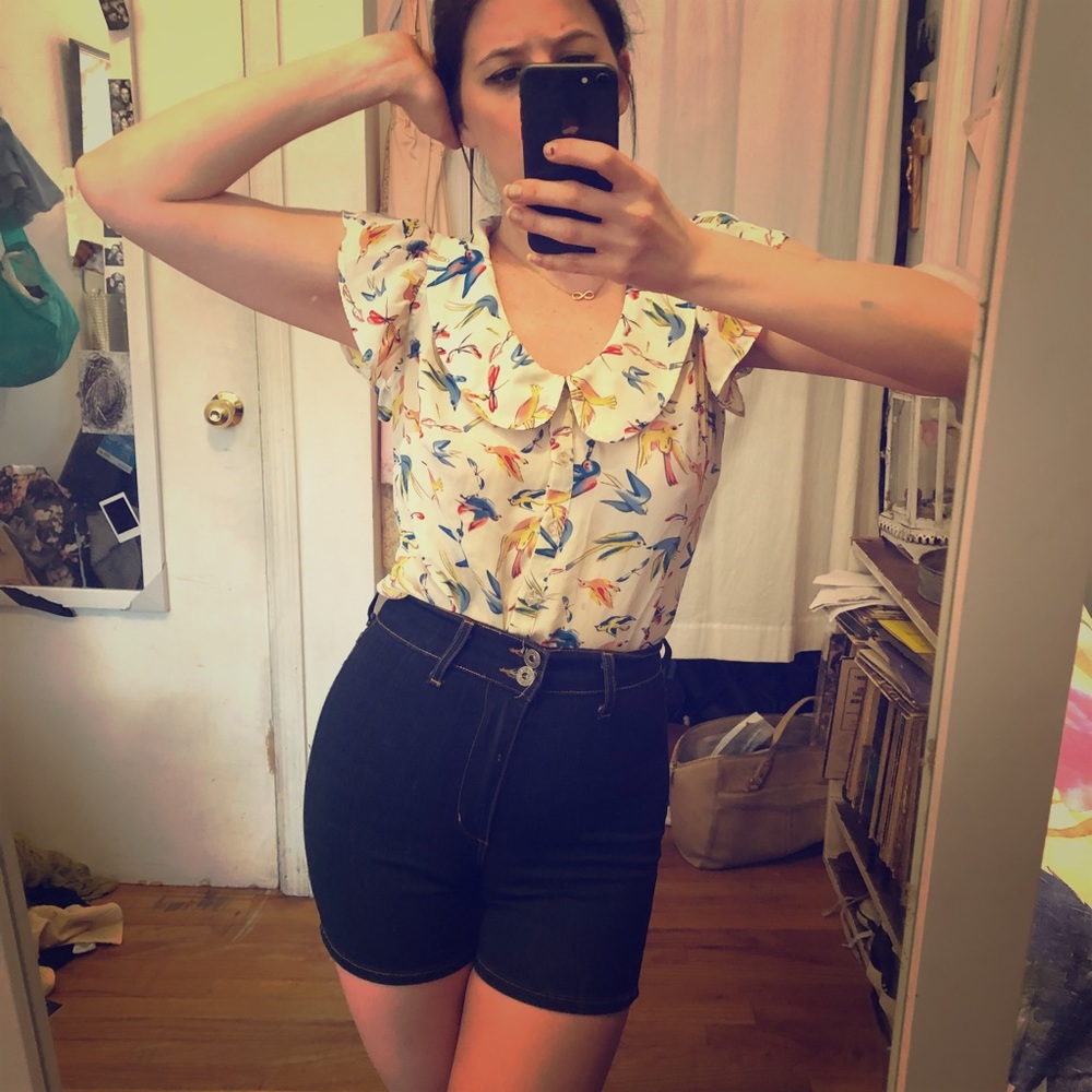 Short sleeved button down blouse